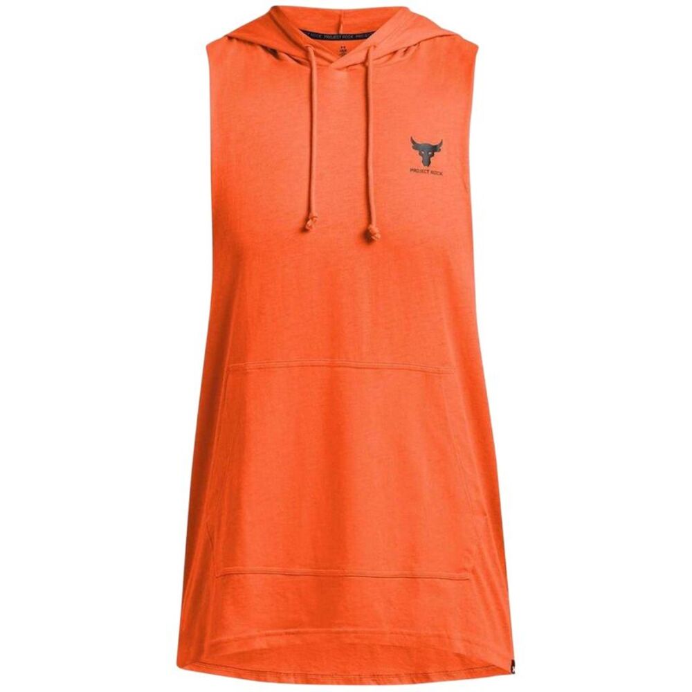 Under Armour Mens Project Rock Payoff Sleeveless Hoodie / Orange